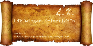 Lőwinger Krisztián névjegykártya